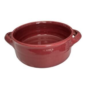 Vintage Signed Bear Pottery 7” Cherry Red Baking Pot